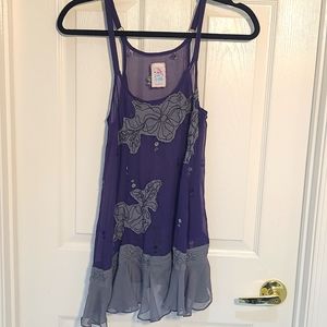 Free People Silk Top/Dress 4 Purple & Gray